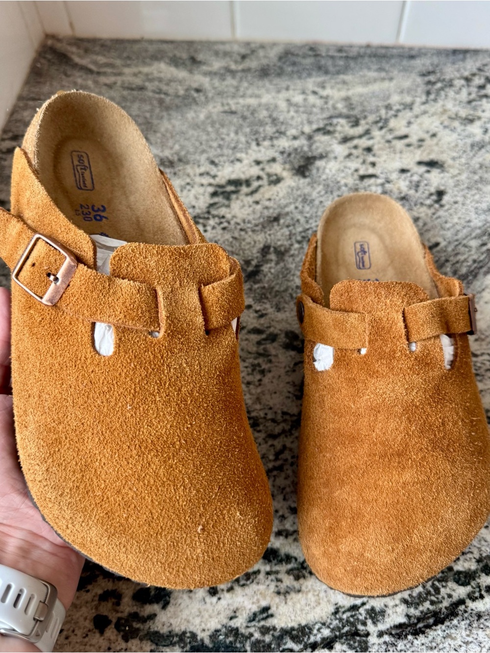 Birkenstock Boston Clog in Mink Suede. EUC. Size 36 REGULAR